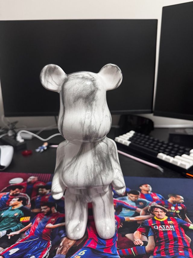 Figura Oso Cristal Mármol Gris Blanco