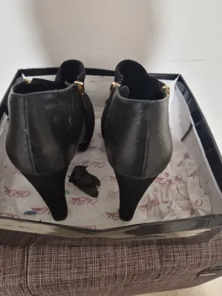 Botines negros tacón invierno talla 40 piel