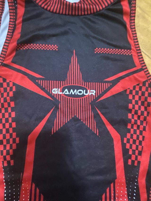 Body deportivo Glamour Negro y Rojo. Talla M
