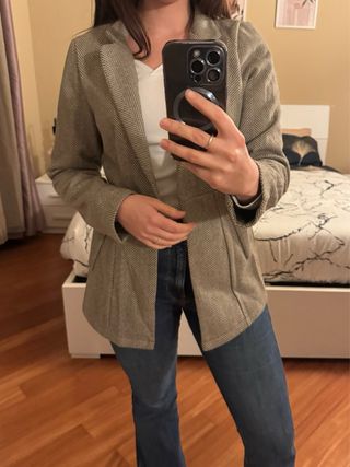 Cappotto blazer fantasia chevron