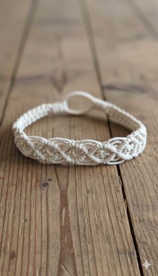 Diadema Macramé Beige/Blanco