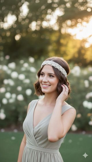 Diadema Macramé Beige/Blanco