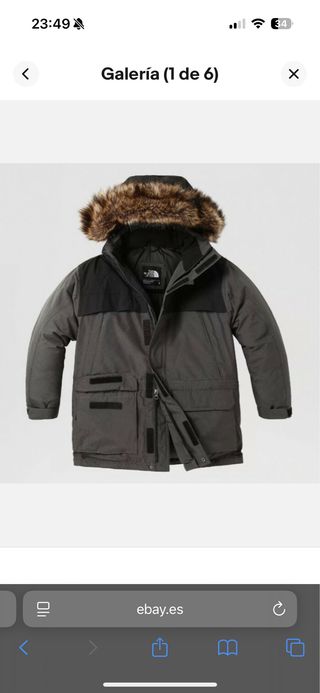 The North Face Parka Gris y Negra XL niño