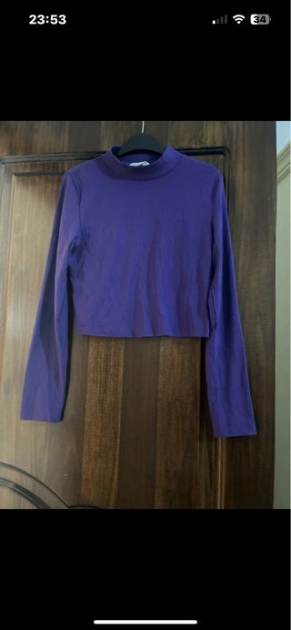 Top viola manica lunga