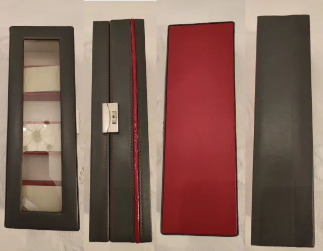 Joyero para Relojes Negro y Rojo