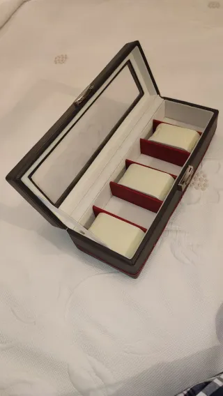Joyero para Relojes Negro y Rojo