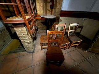 Lote sillas y taburetes madera bar