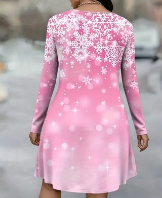 Vestido Navideño Muñeco Nieve Rosa