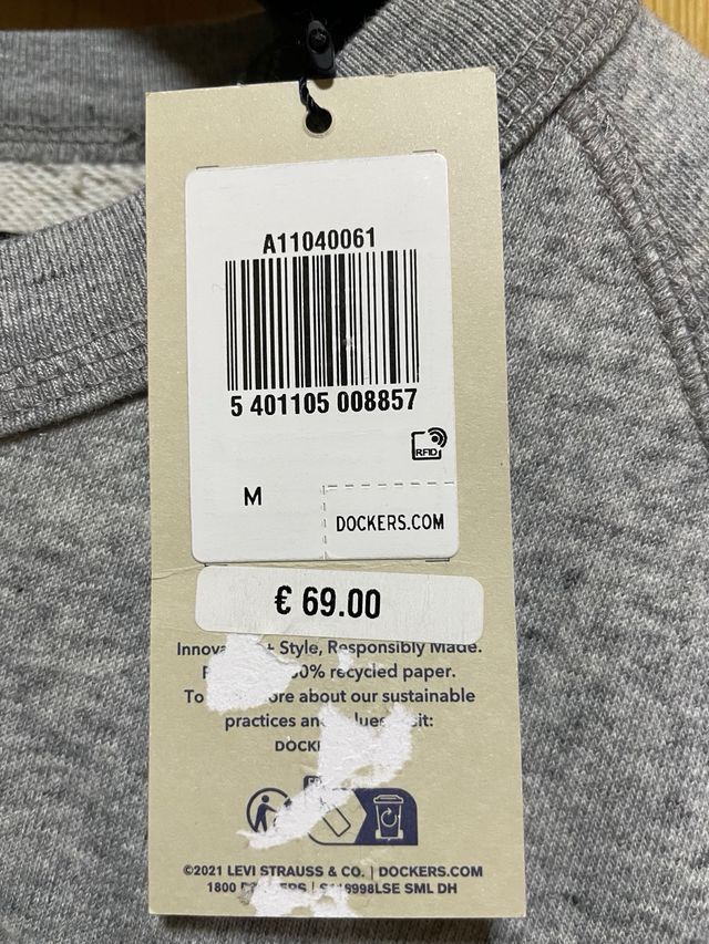 Sudadera Dockers Gris Talla M Sin Estrenar