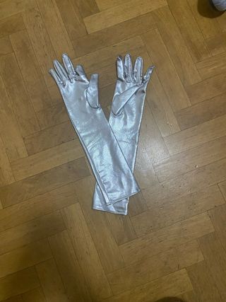 Guantes largos plateados