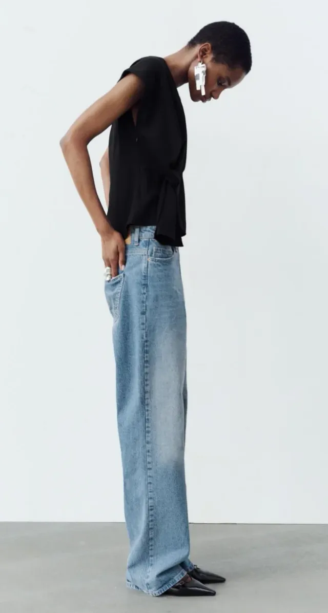 Top Zara crepé nudo talla xl