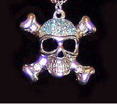 Colgante Calavera Huesos Cruzados oro blanco 24 kl