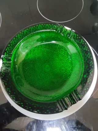 Cenicero Vintage Verde Cristal mazizo