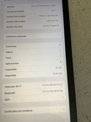 Apple iPad 7ª Gen Space Gray.(Ver detalles)