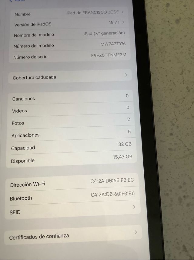 Apple iPad 7ª Gen Space Gray.(Ver detalles)