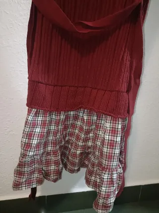 Vestido de punto con falda de cuadros