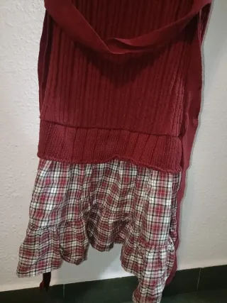 Vestido de punto con falda de cuadros