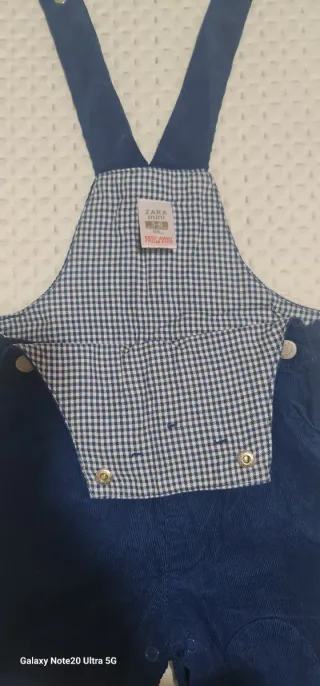 Jardineira bombazina bebé azul