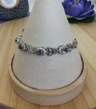 Pulsera Amatista Natural y Mariposa.