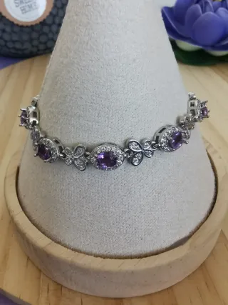 Pulsera Amatista Natural y Mariposa.