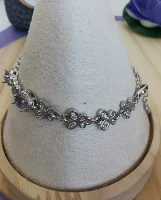 Pulsera Amatista Natural y Mariposa.