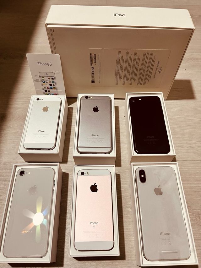 Colección de iPhones (2G, 3G, 3GS, 4, 5, SE, 6, 7,