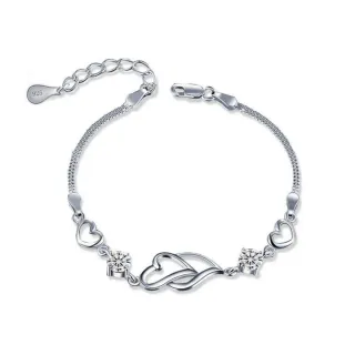 Bracciale donna Argento charm Cuori e Cristalli
