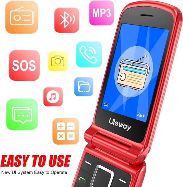 Telefono cellulare per anziani/Schermo grande/rosso