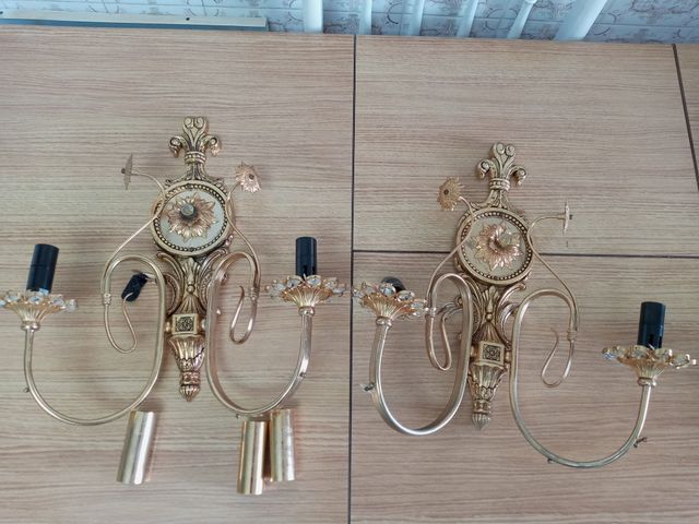 Apliques dorados metal y cristal (2 uds)