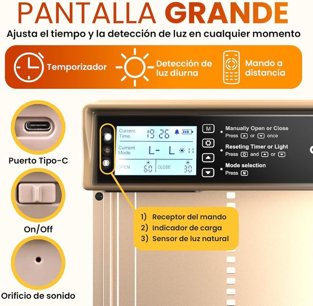 Porta Pollaio Automatica Solare / Schermo LCD