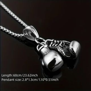 Collar Guantes Boxeo Plata Hombre