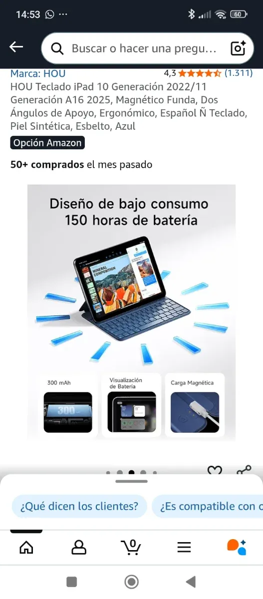 Funda Teclado iPad 10 Generación Azul