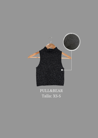 Top brillante Pull&Bear negro talla XS-S
