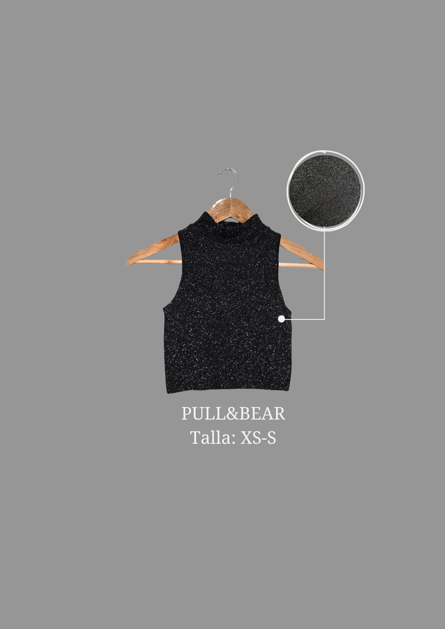 Top brillante Pull&Bear negro talla XS-S