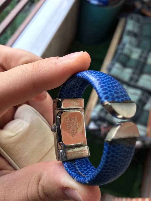 Reloj Gucci Vintage Raro Mujer Pulsera Azul