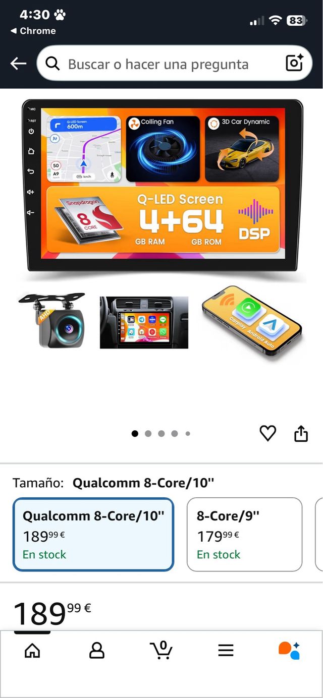 Pantalla Coche Qualcomm 8-Core 10