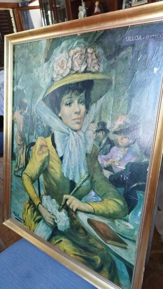 Cuadro antiguo mujer con sombrero