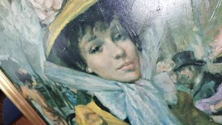 Cuadro antiguo mujer con sombrero