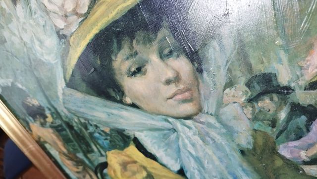 Cuadro antiguo mujer con sombrero