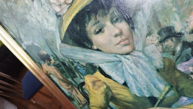 Cuadro antiguo mujer con sombrero