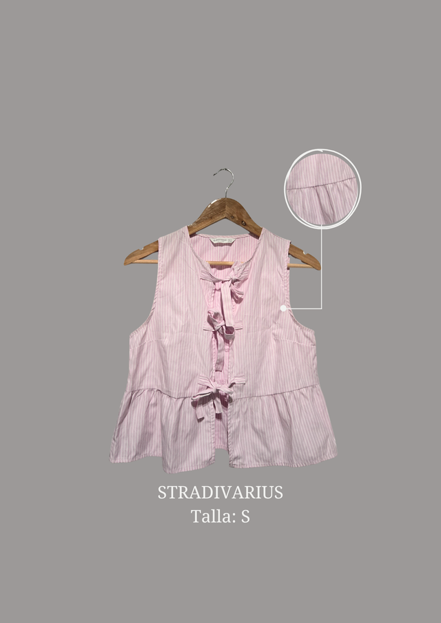 Blusa Top Stradivarius Rayas Listones Talla S