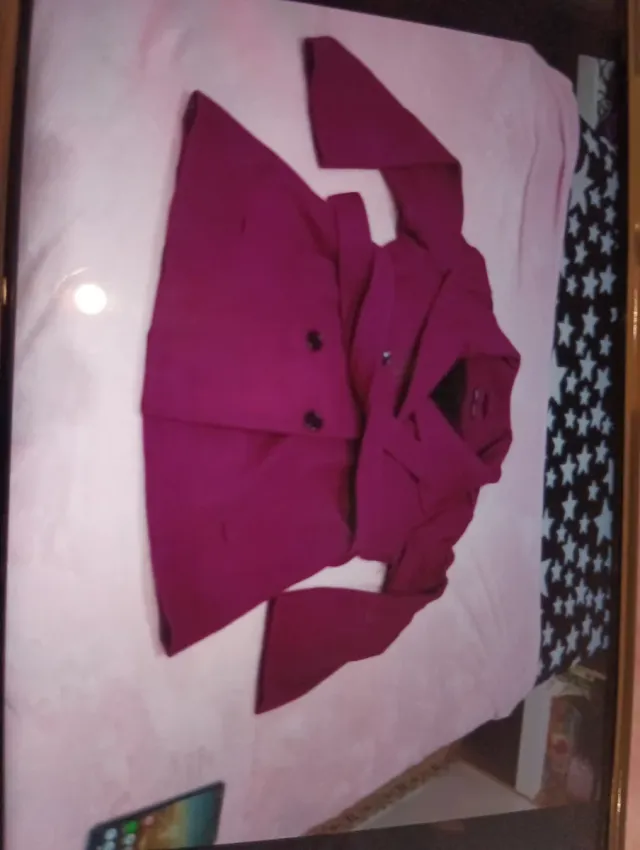 Abrigo paño morado talla 40