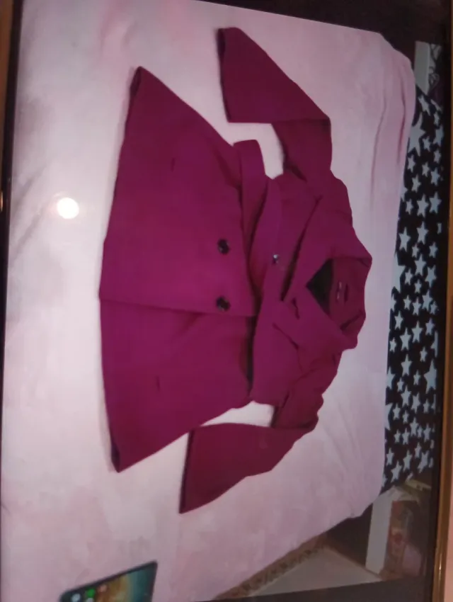 Abrigo paño morado talla 40