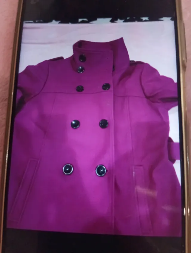 Abrigo paño morado talla 40