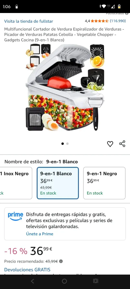 Cortador de Verduras 9 en 1 Blanco