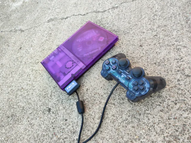 PS2 Slim Morado Transparente IMPECABLE