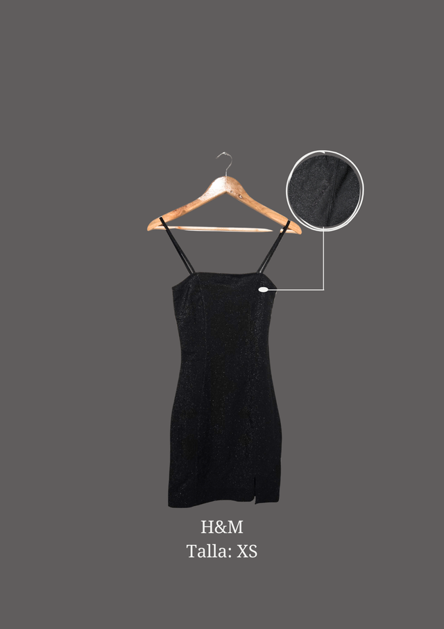 Vestido corto negro con brillos H&M talla XS