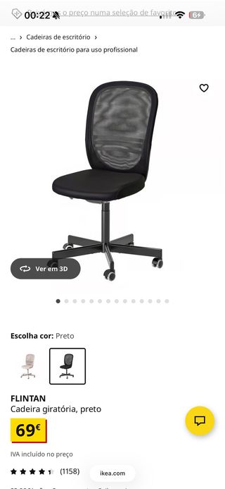 Cadeira de escritório IKEA FLINTAN preta