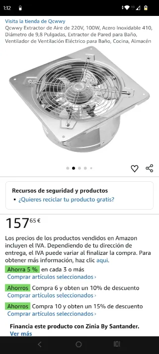 Extractor de aire potente 220V 100W