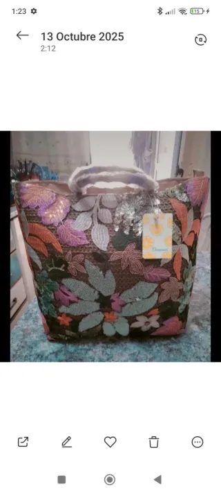 Bolso rafia beige con lentejuelas sin estrenar